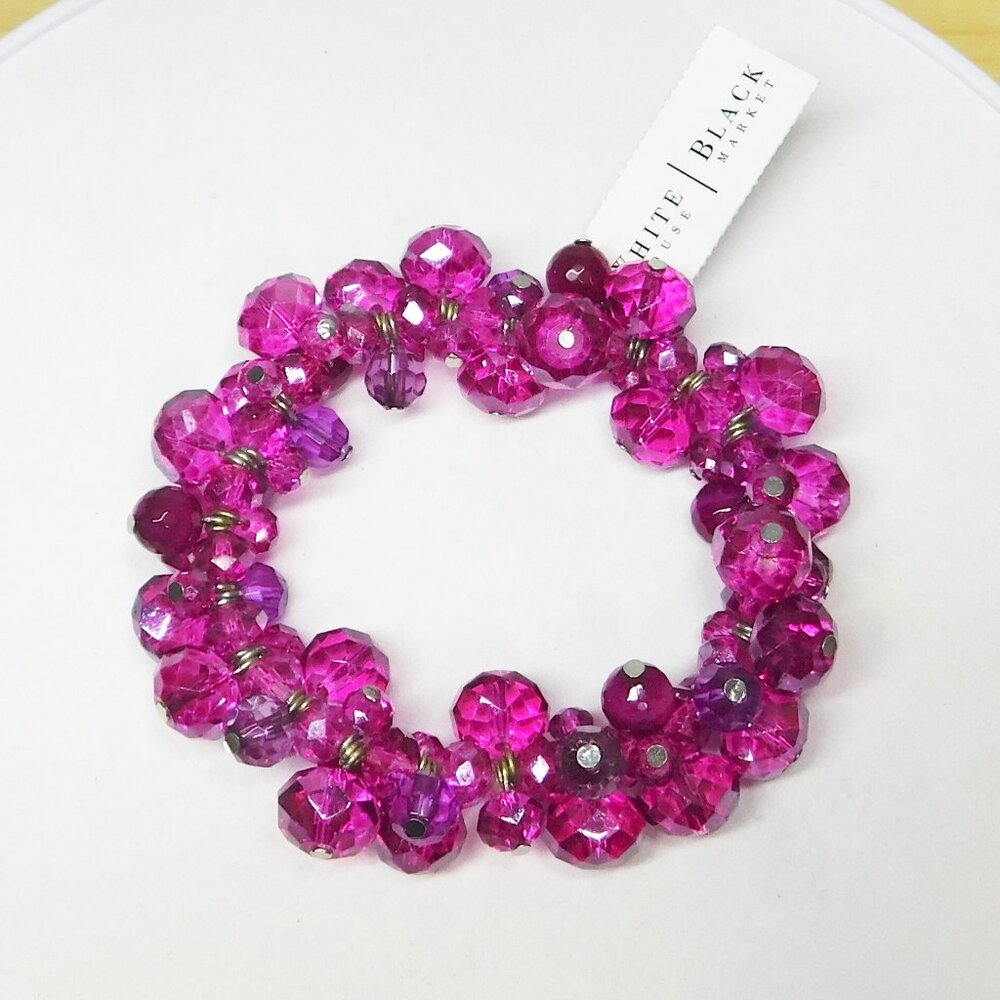 WHBM - Fuchsia Bauble Beaded Stretch Bracelet - New With Tags
